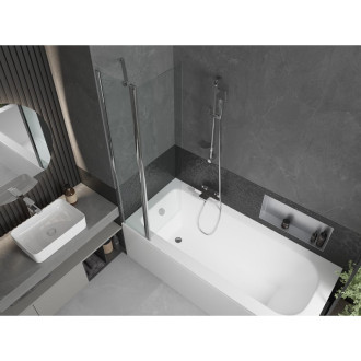 Mexen Vega vana 170x70cm panel + zástěna 80 cm, transparent, chrom 550117070X9408110100