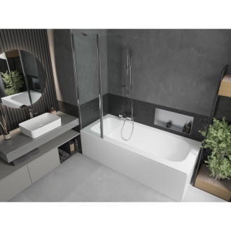 Mexen Vega vana 170x70cm panel + zástěna 100 cm, transparent, chrom 550117070X9410110100