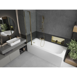 Mexen Vega vana 170x70cm panel + zástěna 80 cm, průhledná, zlatá 550117070X9408115000