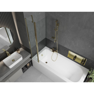 Mexen Vega vana 170x70cm panel + zástěna 80 cm, průhledná, zlatá 550117070X9408115000