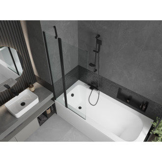 Mexen Vega vana 170x70cm panel + zástěna 80 cm, průhledná, černá 550117070X9408117000