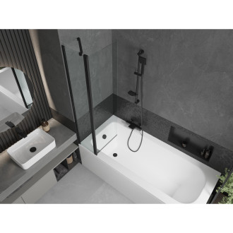 Mexen Vega vana 170x70cm panel + zástěna 80 cm, průhledná, černá 550117070X9408117000