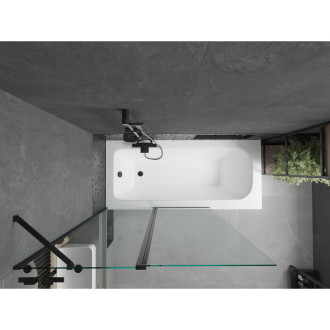 Mexen Vega vana 170x70cm panel + zástěna 120 cm, průhledná, černá 550117070X9412117000