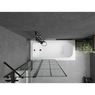 Mexen Vega vana 170x70 cm s panelem a zástěnou 100 cm, černý vzor 550117070X9410117077