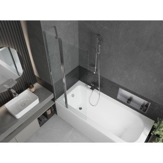 Mexen Vega vana 180x80cm panel + zástěna 80 cm, transparent, chrom 550118080X9408110100