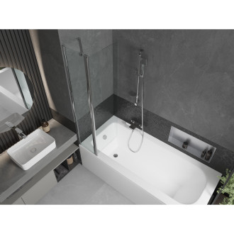 Mexen Vega vana 180x80cm panel + zástěna 80 cm, transparent, chrom 550118080X9408110100