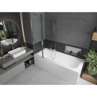 Mexen Vega vana 180x80cm panel + zástěna 100 cm, transparent, chrom 550118080X9410110100