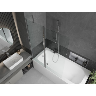 Mexen Vega vana 180x80cm panel + zástěna 120 cm, transparent, chrom 550118080X9412110100