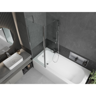 Mexen Vega vana 180x80cm panel + zástěna 120 cm, transparent, chrom 550118080X9412110100