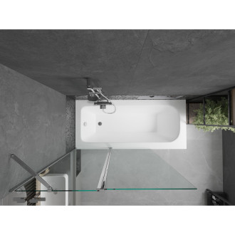 Mexen Vega vana 180x80cm panel + zástěna 120 cm, transparent, chrom 550118080X9412110100