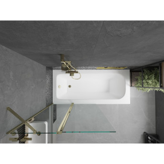 Mexen Vega vana 180x80cm panel + zástěna 100 cm, průhledná, zlatá 550118080X9410115000