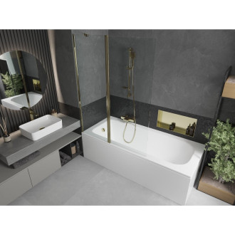 Mexen Vega vana 180x80cm panel + zástěna 120 cm, průhledná, zlatá 550118080X9412115000