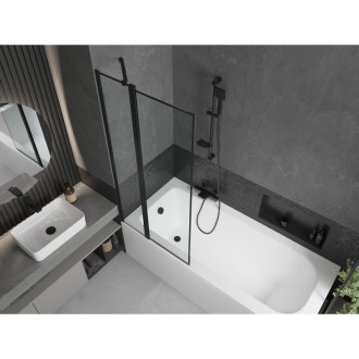 Mexen Vega vana 180x80 cm s panelem a zástěnou 80 cm, černý vzor 550118080X9408117070