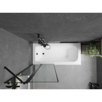 Mexen Vega vana 180x80 cm s panelem a zástěnou 80 cm, černý vzor 550118080X9408117070