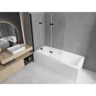 Mexen Felix 3-křídlá vanová zástěna 120 x 140 cm, transparentní, černá - 890-120-003-70-00