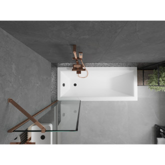 Mexen Next vanová zástěna jednokřídlá 50 x 150 cm, černý vzor, růžové zlato - 895-050-000-00-70-60