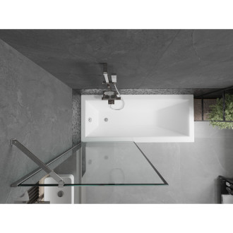 Mexen Next vanová zástěna jednokřídlá 80 x 150 cm, černý vzor, chrom 895-080-000-00-70-01