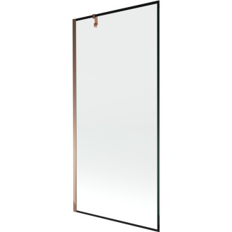 Mexen Next vanová zástěna jednokřídlá 90 x 150 cm, černý vzor, růžové zlato - 895-090-000-00-70-60