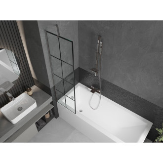 Mexen Next vanová zástěna jednokřídlá 50 x 150 cm, černý vzor, chrom 895-050-000-00-77-01