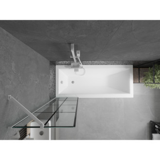 Mexen Next vanová zástěna jednokřídlá 50 x 150 cm, černý vzor, bílá - 895-050-000-00-77-20
