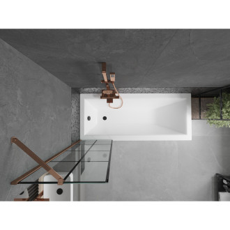 Mexen Next vanová zástěna jednokřídlá 50 x 150 cm, černý vzor, růžové zlato - 895-050-000-00-77-60