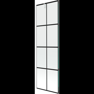 Mexen Next vanová zástěna jednokřídlá 60 x 150 cm, černý vzor, bílá - 895-060-000-00-77-20