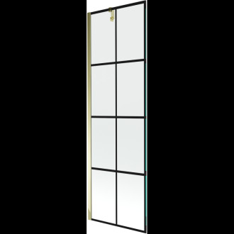 Mexen Next vanová zástěna jednokřídlá 60 x 150 cm, černý vzor, zlatá 895-060-000-00-77-50