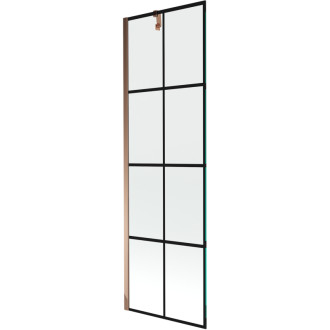 Mexen Next vanová zástěna jednokřídlá 60 x 150 cm, černý vzor, růžové zlato - 895-060-000-00-77-60
