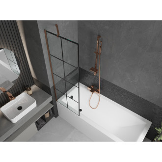 Mexen Next vanová zástěna jednokřídlá 60 x 150 cm, černý vzor, růžové zlato - 895-060-000-00-77-60