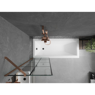 Mexen Next vanová zástěna jednokřídlá 60 x 150 cm, černý vzor, růžové zlato - 895-060-000-00-77-60