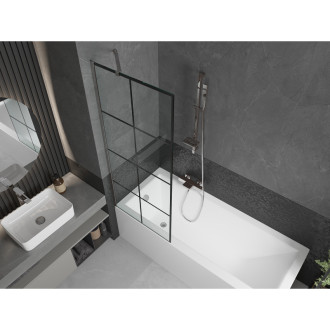 Mexen Next vanová zástěna jednokřídlá 70 x 150 cm, černý vzor, chrom 895-070-000-00-77-01