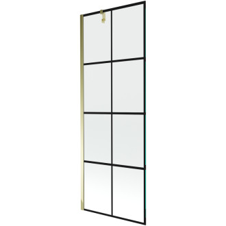 Mexen Next vanová zástěna jednokřídlá 70 x 150 cm, černý vzor, zlatá 895-070-000-00-77-50