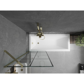 Mexen Next vanová zástěna jednokřídlá 70 x 150 cm, černý vzor, zlatá 895-070-000-00-77-50