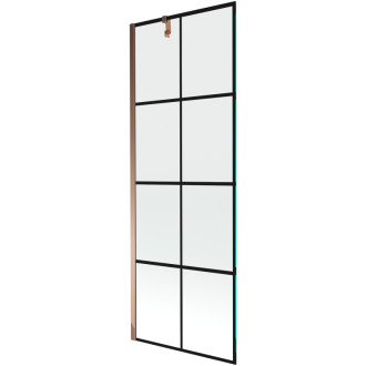 Mexen Next vanová zástěna jednokřídlá 70 x 150 cm, černý vzor, růžové zlato - 895-070-000-00-77-60