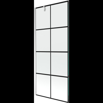 Mexen Next vanová zástěna jednokřídlá 80 x 150 cm, černý vzor, chrom 895-080-000-00-77-01