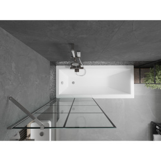 Mexen Next vanová zástěna jednokřídlá 80 x 150 cm, černý vzor, chrom 895-080-000-00-77-01