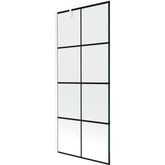 Mexen Next vanová zástěna jednokřídlá 80 x 150 cm, černý vzor, bílá - 895-080-000-00-77-20