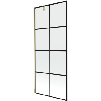 Mexen Next vanová zástěna jednokřídlá 80 x 150 cm, černý vzor, zlatá 895-080-000-00-77-50