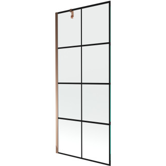 Mexen Next vanová zástěna jednokřídlá 80 x 150 cm, černý vzor, růžové zlato - 895-080-000-00-77-60