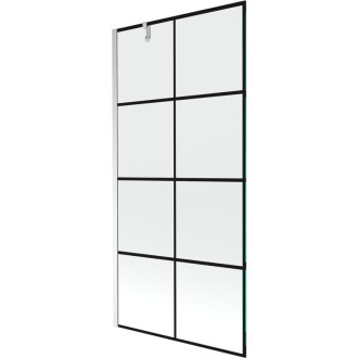 Mexen Next vanová zástěna jednokřídlá 90 x 150 cm, černý vzor, chrom 895-090-000-00-77-01