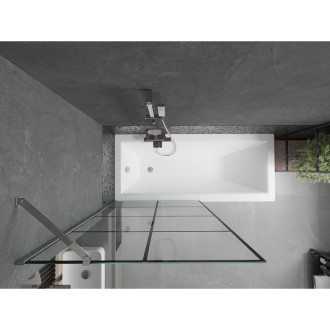 Mexen Next vanová zástěna jednokřídlá 90 x 150 cm, černý vzor, chrom 895-090-000-00-77-01
