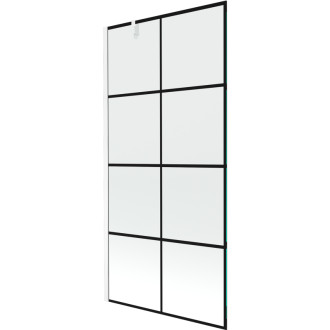 Mexen Next vanová zástěna jednokřídlá 90 x 150 cm, černý vzor, bílá - 895-090-000-00-77-20