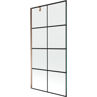 Mexen Next vanová zástěna jednokřídlá 90 x 150 cm, černý vzor, růžové zlato - 895-090-000-00-77-60