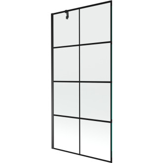 Mexen Next vanová zástěna jednokřídlá 90 x 150 cm, černý vzor, černá 895-090-000-00-77-70