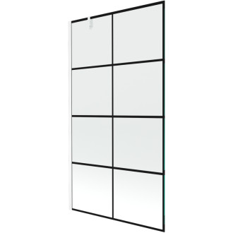 Mexen Next vanová zástěna jednokřídlá 100 x 150 cm, černý vzor, bílá 895-100-000-00-77-20