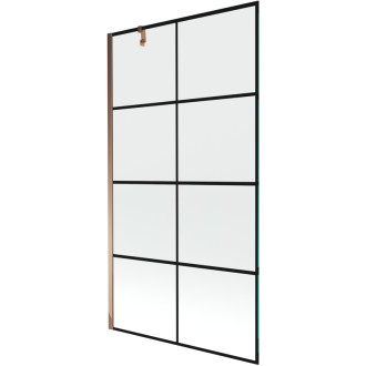 Mexen Next vanová zástěna jednokřídlá 100 x 150 cm, černý vzor, růžové zlato - 895-100-000-00-77-60