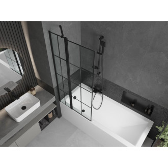 Mexen Flip vanová zástěna jednokřídlá 80 x 150 cm, černý vzor, černá - 894-080-101-70-77