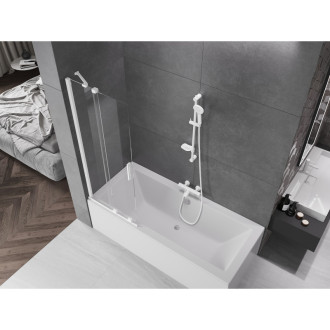 Mexen Velar 2-křídlá vanová zástěna posuvná 75x150 cm, transparent, bílá 896-075-000-01-20