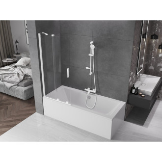 Mexen Velar 2-křídlá vanová zástěna posuvná 80x150 cm, transparent, bílá 896-080-000-01-20