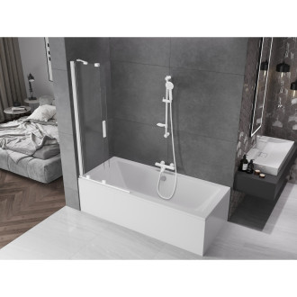 Mexen Velar 2-křídlá vanová zástěna posuvná 80x150 cm, transparent, bílá 896-080-000-01-20